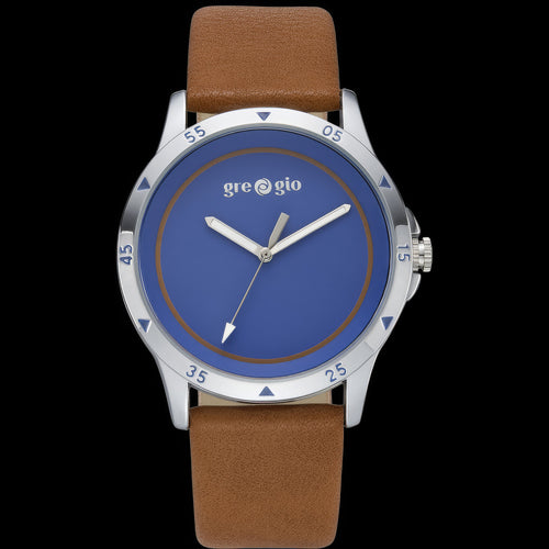 Gregio Uomo Blue Dial Brown Leather Watch | Australia