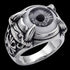 Grey eyeball dragon claw stainless steel men's ring.