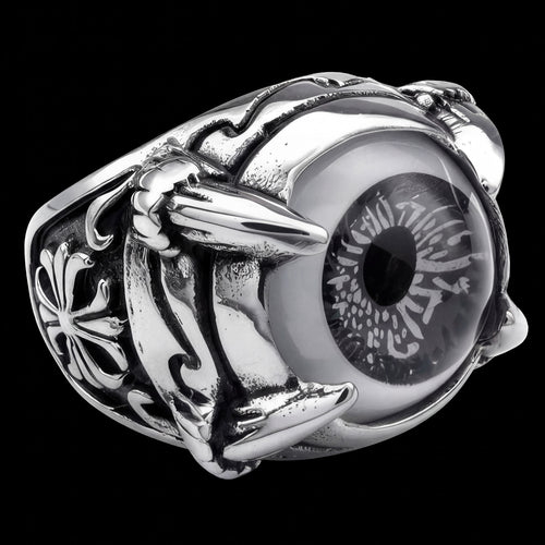Grey Eyeball Dragon Claw Stainless Steel Men's Ring | Australia