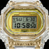 Close-up of G-Shock DW5735E-7D Glacier Gold round limited edition watch face.