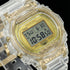 Top down tilt view of a G-Shock DW5735E-7D Glacier Gold round limited edition watch.