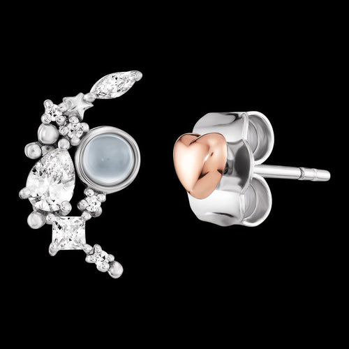 Heart & Moon Mismatch Sterling Silver Earrings | Engelsrufer