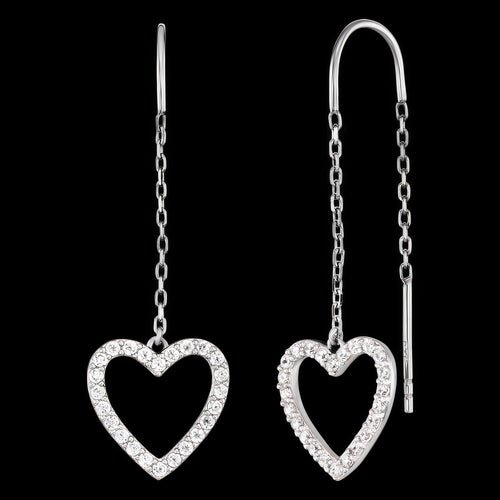 Heart Pave CZ Thread Silver Earrings | Engelsrufer