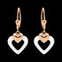 Sterling Silver Rose Gold White Ceramic Heart Earrings