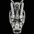 Front on view of stainless steel horned dragon head necklace.