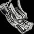 Side view of stainless steel horned dragon head necklace.