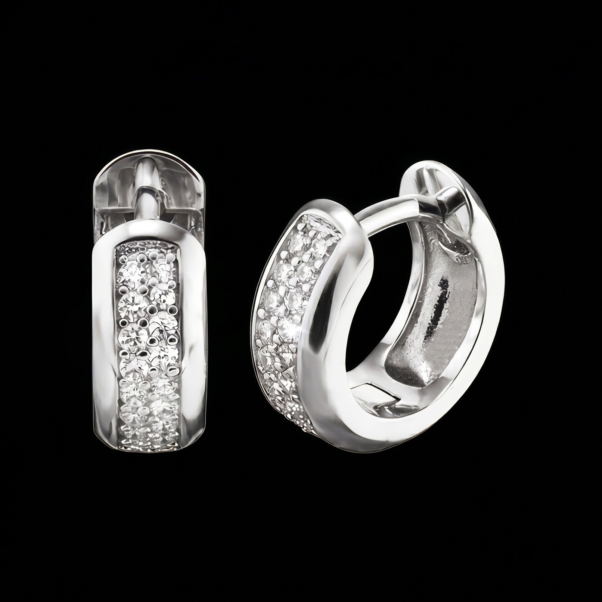 Mini Rounded Huggie Hoop CZ Sterling Silver Earrings | Engelsrufer