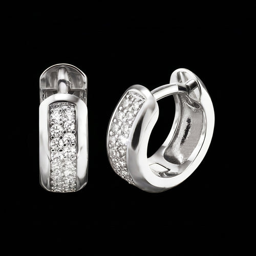 Mini Rounded Huggie Hoop CZ Sterling Silver Earrings | Engelsrufer