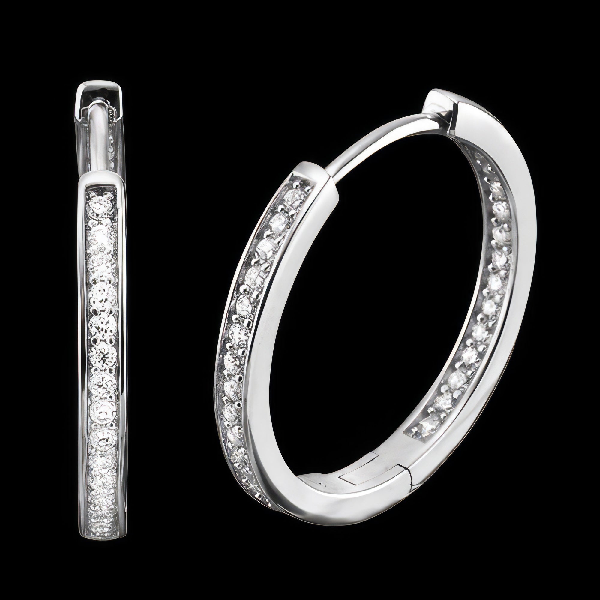 Inside Out CZ 24mm Silver Hoop Earrings | Engelsrufer