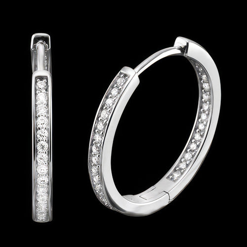 Inside Out CZ 24mm Silver Hoop Earrings | Engelsrufer