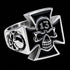 Iron Cross Skull Lucky 13 Stainless Steel Biker's Ring