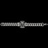 Full length view of an Iron Cross skull Cuban link stainless steel bracelet.