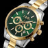 Dial close-up of a JAG Acton men's green dial two-tone watch.