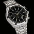Close-up of JAG Boss Black dial silver men's chronograph watch.