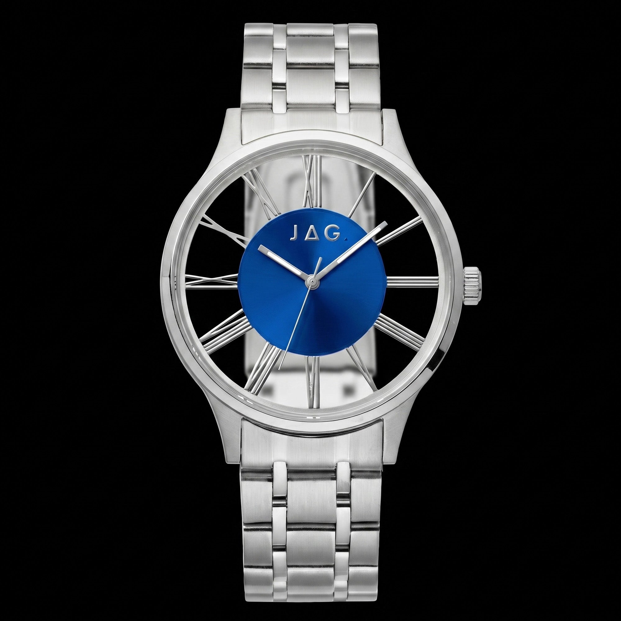 Jag Gerroa Silver Blue Dial Transparent Men's Watch