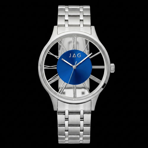 Jag Gerroa Silver Blue Dial Transparent Men's Watch