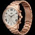 Side view of JAG ladies Estelle rose gold watch.