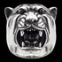 Close-up of snarling jaguar head stainless steel men's ring.
