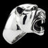 Side profile view of snarling jaguar head stainless steel men's ring.