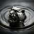 Snarling jaguar head stainless steel men's ring emerging from the surface of a rippling water.