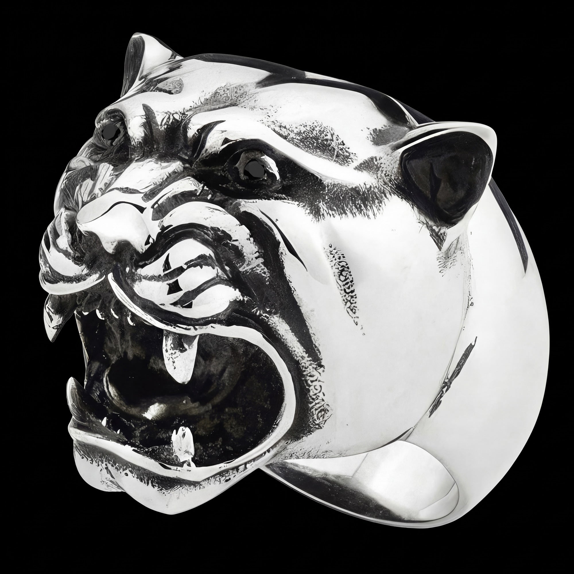 Snarling Jaguar Head Stainless Steel Men's Ring