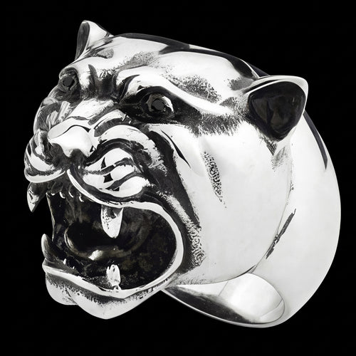 Snarling Jaguar Head Stainless Steel Men's Ring | Australia