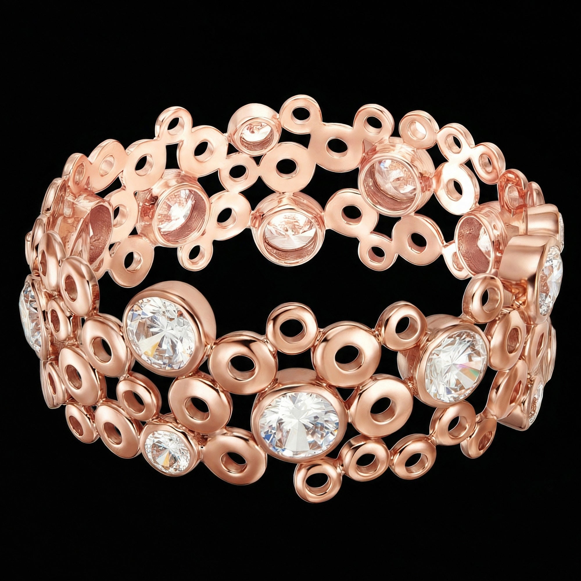 Kagi champagne bubbles rose gold cuff bracelet.