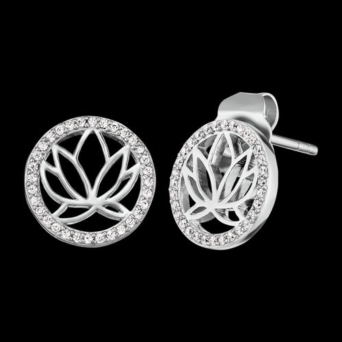 Lotus Flower Circle CZ Stud Earrings | Engelsrufer