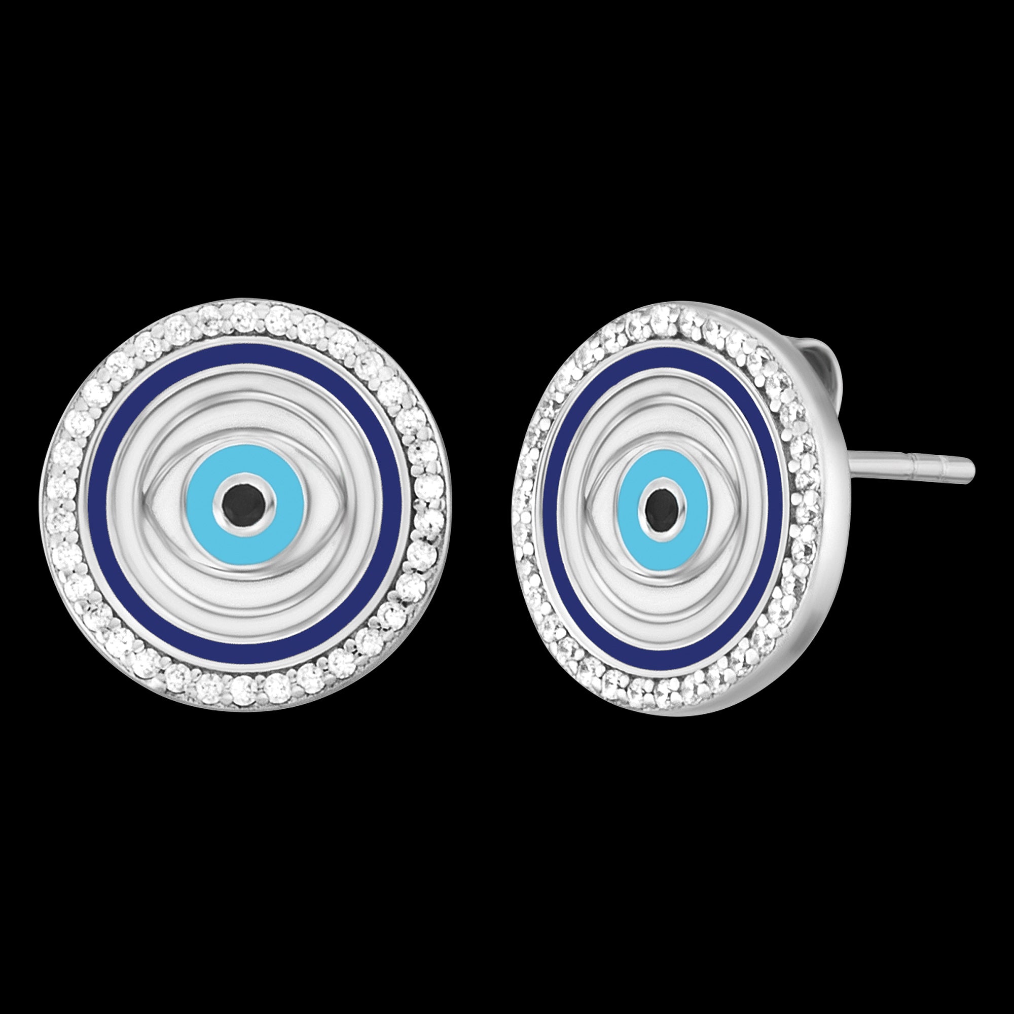 Lucky Eye Silver Blue Enamel Circle Earrings | Engelsrufer