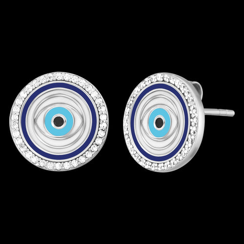 Lucky Eye Silver Blue Enamel Circle Earrings | Engelsrufer