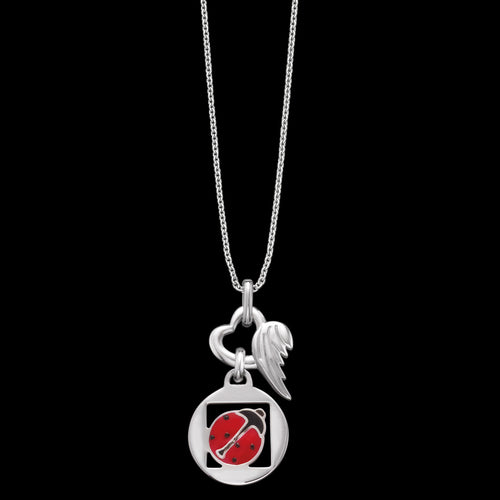 Lucky Ladybug Heart Wing Silver Children's Necklace | Herzengel