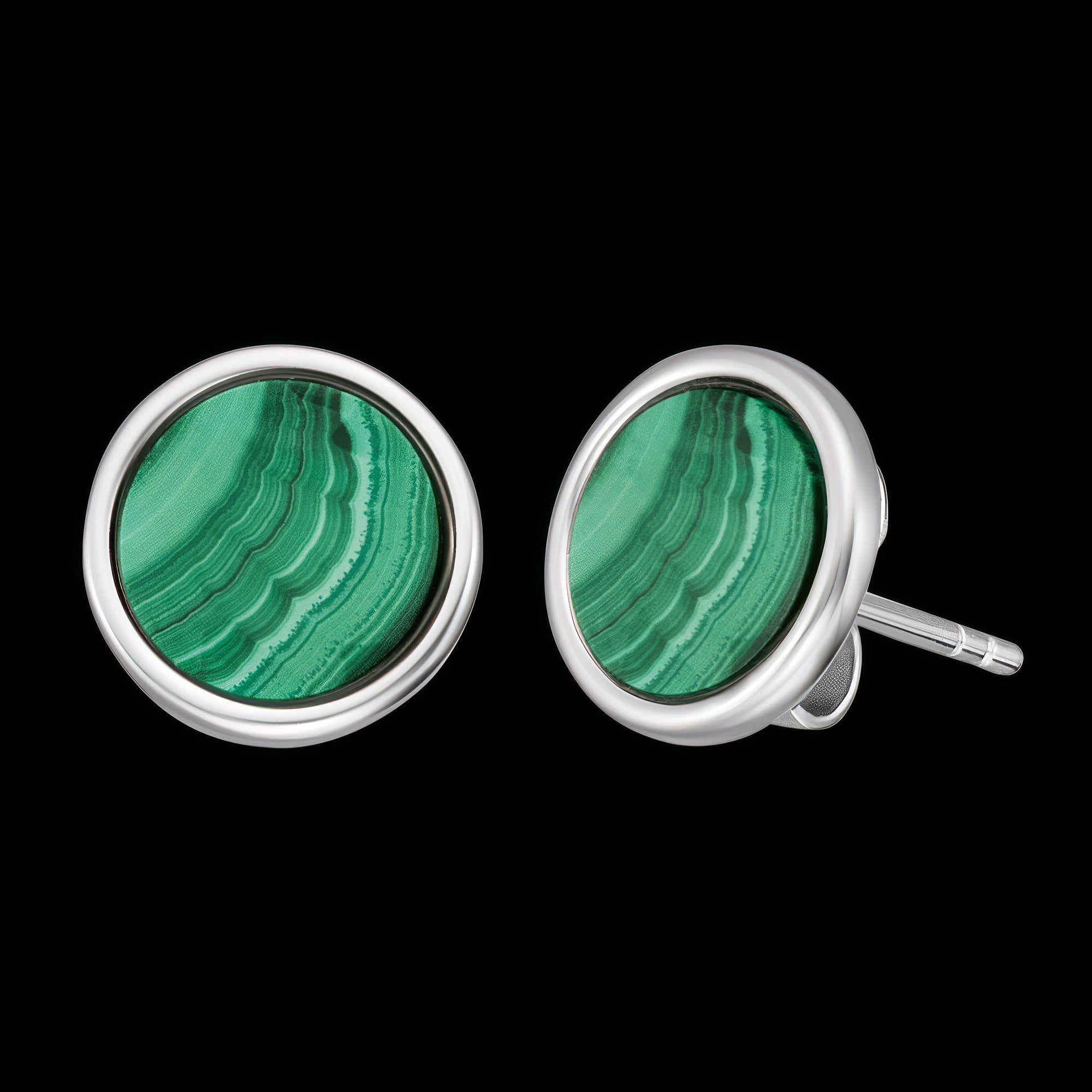 Malachite Sterling Silver Circle Earrings | Engelsrufer