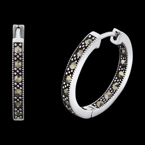 Sterling Silver Marcasite Creole 21.5mm Hoop Earrings | Engelsrufer 