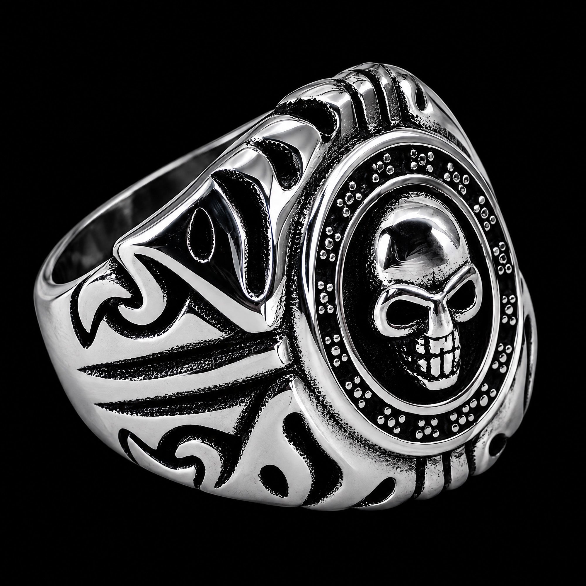 Memento Mori Skull Men's Stainless Steel Signet Ring