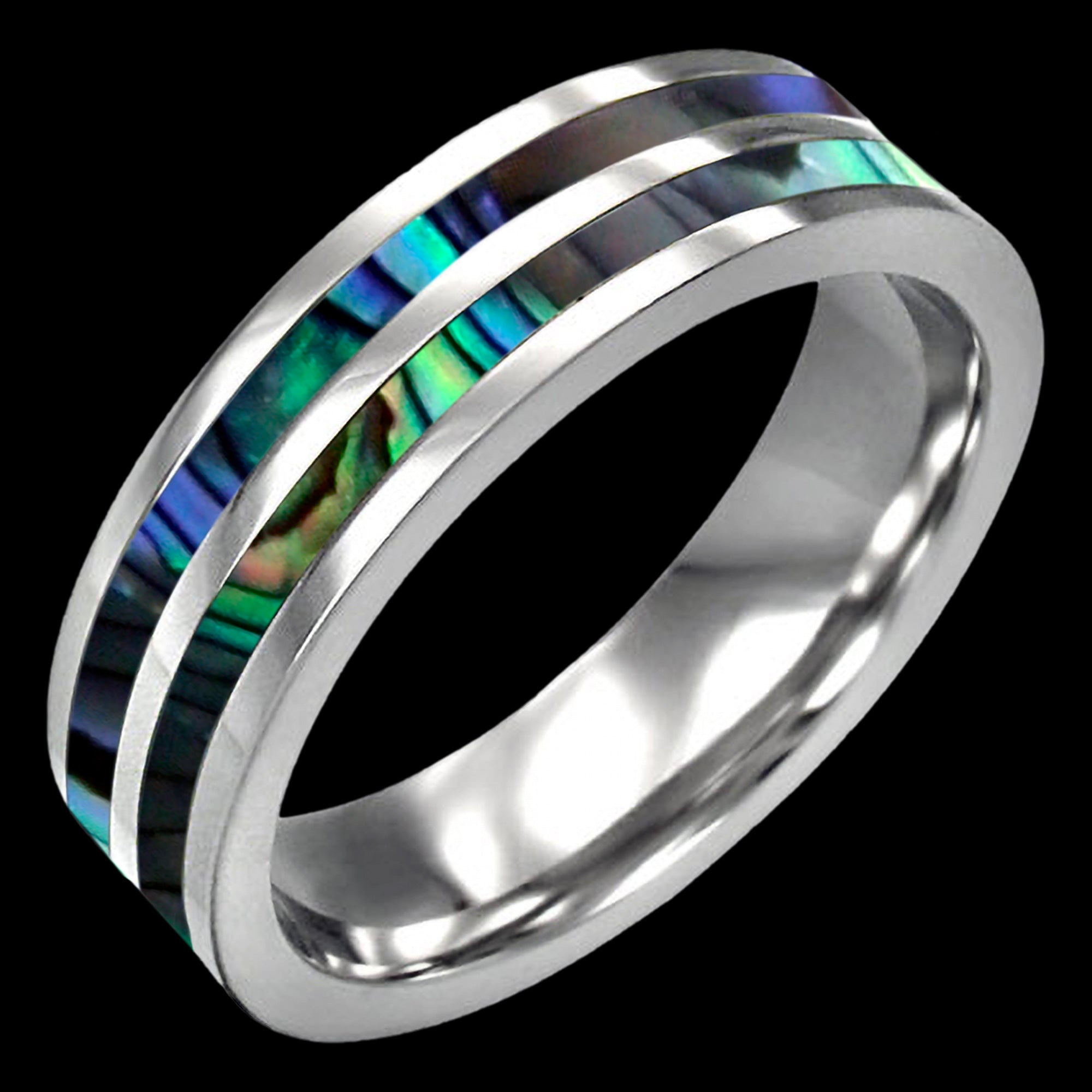 Stainless Steel Men’s Abalone Paua Shell Inlay Ring | Australia ...