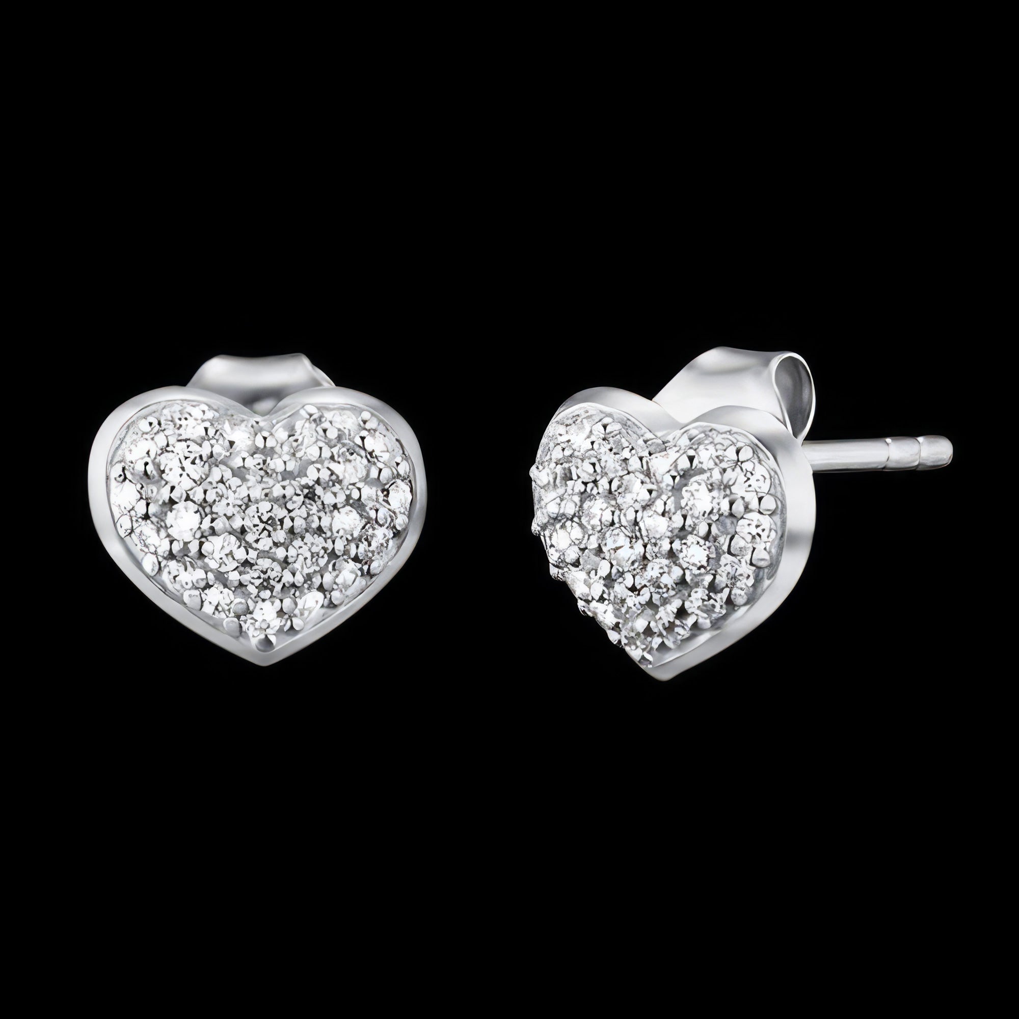 Mini Heart Pave CZ Silver Stud Earrings | Engelsrufer