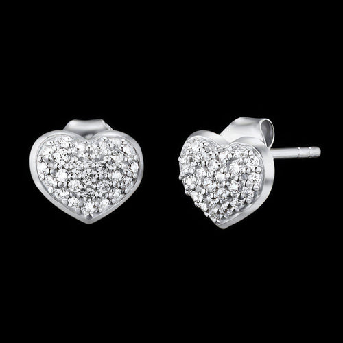 Mini Heart Pave CZ Silver Stud Earrings | Engelsrufer