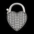 Front view of a pave heart padlock sterling silver belcher chain necklace showing the heart locket clasp in the closed position.