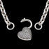 A pave heart padlock sterling silver belcher chain necklace showing the heart locket clasp in the open position.