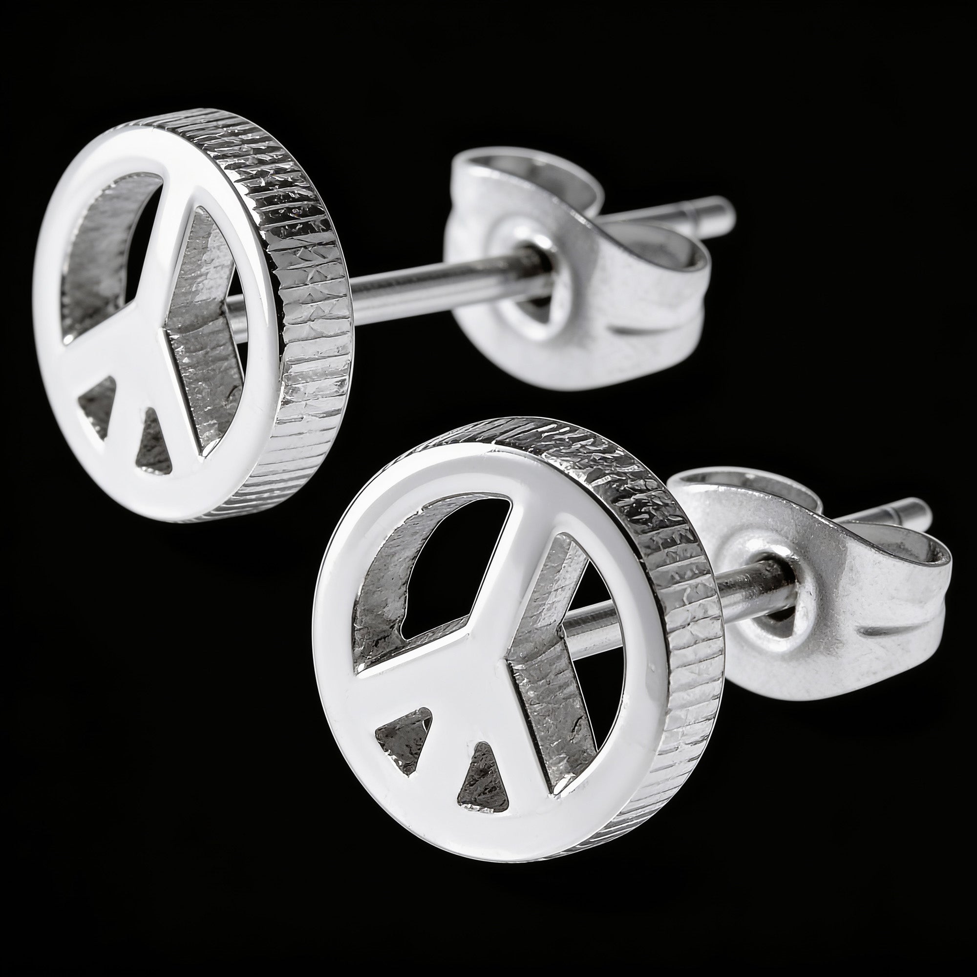 Peace Symbol Stainless Steel Stud Earrings