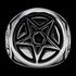 Front view of a pentagram stainless steel men's signet ring.