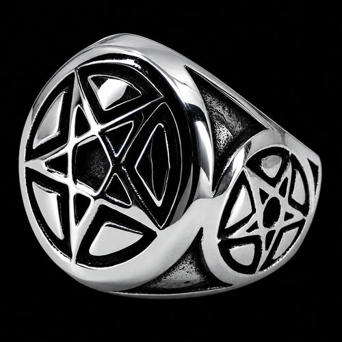 Pentagram Stainless Steel Men's Signet Ring