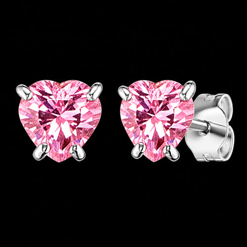Pink Heart CZ Silver Children's Stud Earrings | Herzengel