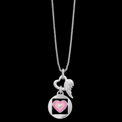 Pink Love Heart Wing Silver Children's Necklace | Herzengel