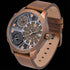 Angle view of Police Bushmaster brown leather men's watch.