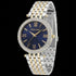 Police ladies Dazzle royal blue dial two tone watch tilted to the left.