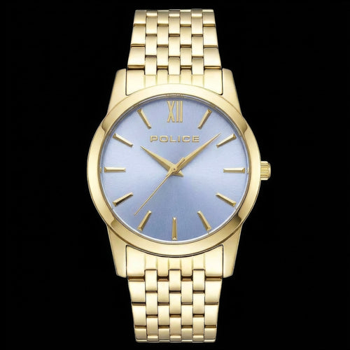 Police Ladies Celebration Powder Blue Dial Gold Watch | Australia
