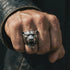 Video of man's hand making a fist wearing a snarling jaguar head stainless steel ring.