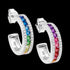 Rainbow CZ Silver Channel Set Hoop Earrings | Ellani 