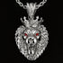 Roaring Lion Head King Crown Stainless Steel Necklace
